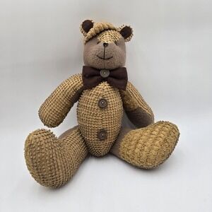 Melissa Ann Brown Bear Patchwork AMCreations Sewn Joints Brown Buttons Bowtie